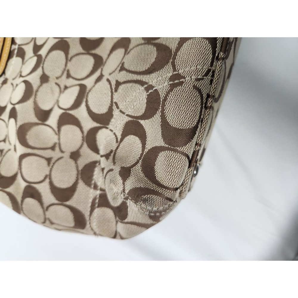 Coach XL Tan Signature Print Gallery Tote Bag - Picture 7 of 10
